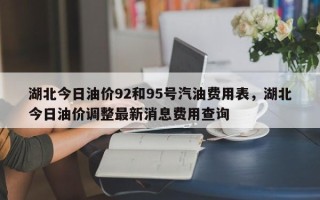 湖北今日油价92和95号汽油费用表，湖北今日油价调整最新消息费用查询