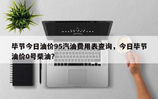 毕节今日油价95汽油费用表查询，今日毕节油价0号柴油？