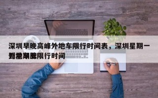 深圳早晚高峰外地车限行时间表，深圳星期一到星期五
外地车牌限行时间