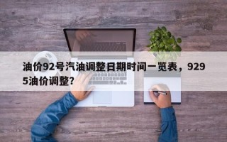 油价92号汽油调整日期时间一览表，9295油价调整？