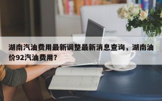 湖南汽油费用最新调整最新消息查询，湖南油价92汽油费用？